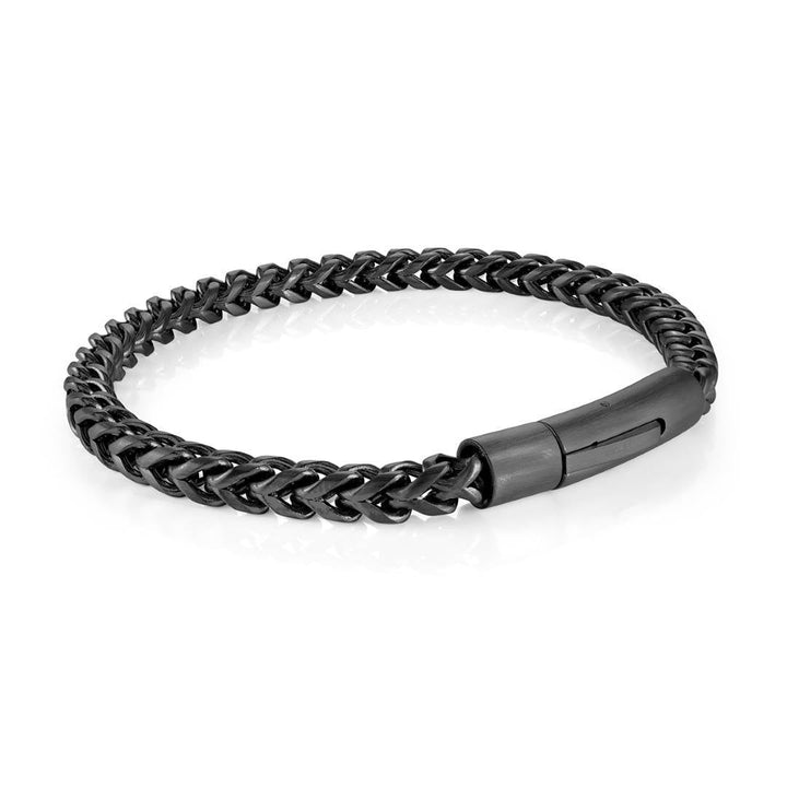 Italgem Steel 5mm Black Franco Bracelet — SMB815-BLK-8