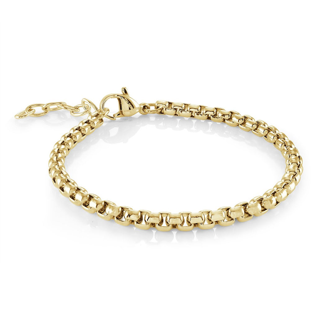 Italgem Steel 3.5mm Gold-Tone Round Box Bracelet — SYPN32-6+1