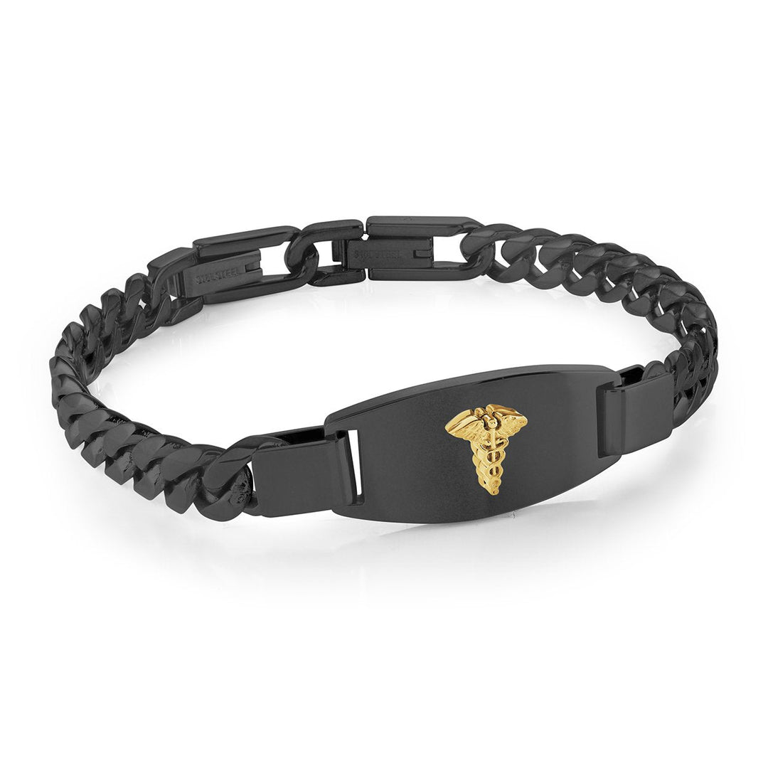 Italgem Steel Black and Gold-Tone Medical ID Bracelet — SMAB51-BLK