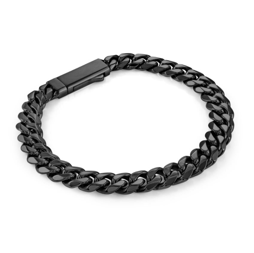 Italgem Steel 7.7mm Matte Black Curb Bracelet — SMB835-BLK-8