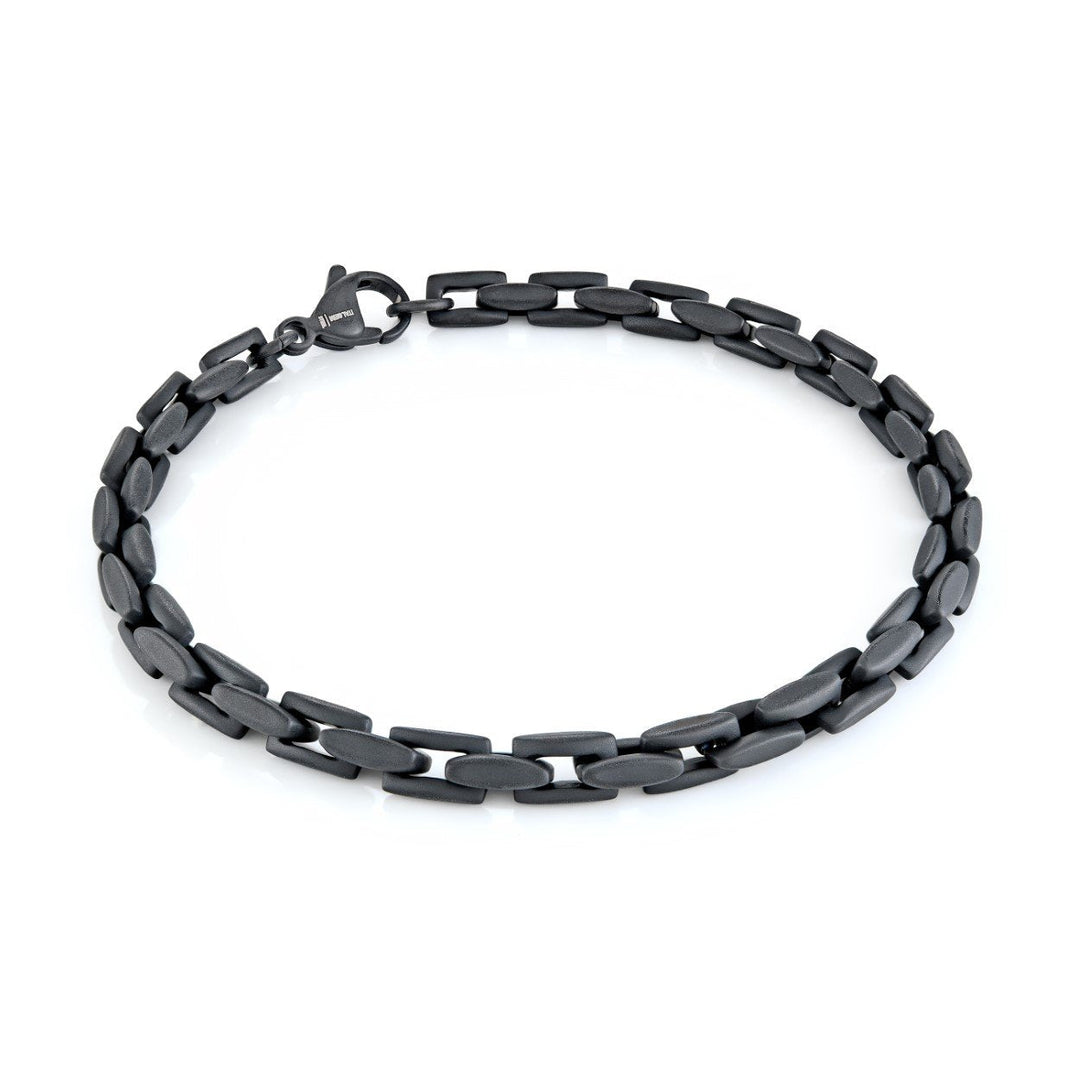 Italgem Steel 5mm Flat Oval Cable Bracelet — SMB882-BLK-8