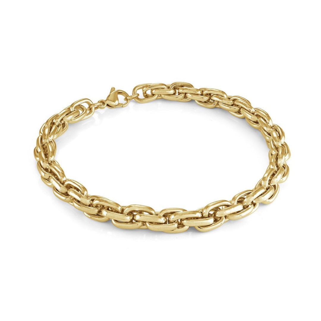 Italgem Steel 5.8mm Gold-Tone Fancy Oval Bracelet — SMB886-GO-8
