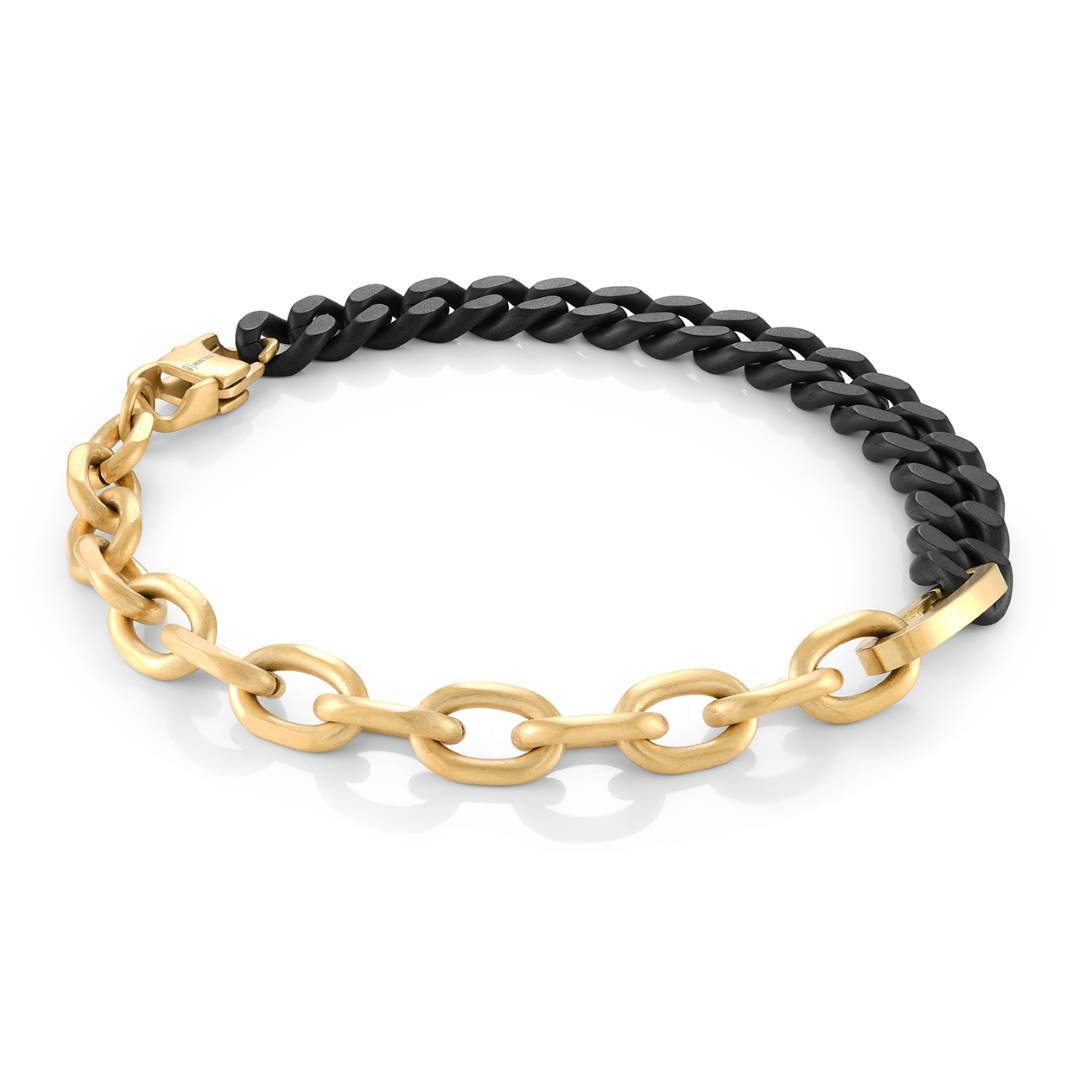 Italgem Steel Matte Black and Gold-Tone Mixed-Link Bracelet — SMB779-8.5