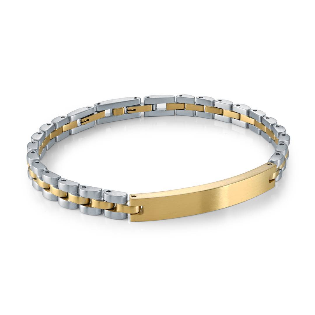 Italgem Steel Two-Tone Watch-Link ID Bracelet — SMB795