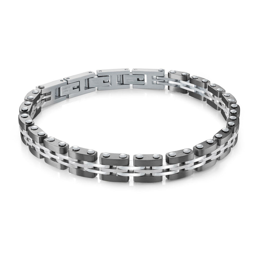 Italgem Steel Black and Steel Watch-Link Bracelet — SMB869-WB
