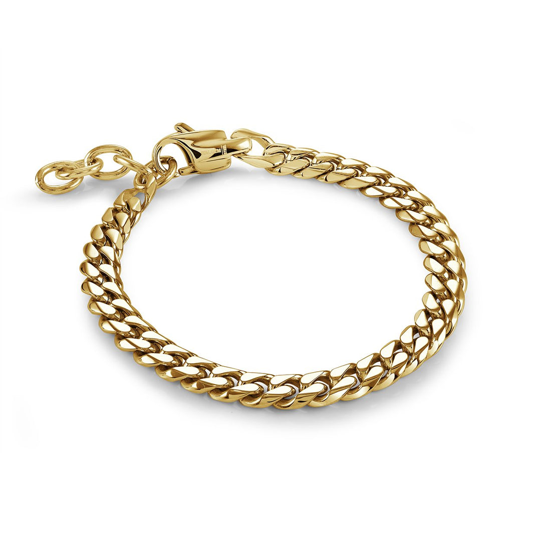 Italgem Steel 6mm Gold-Tone Curb Bracelet — SYN40-6+1