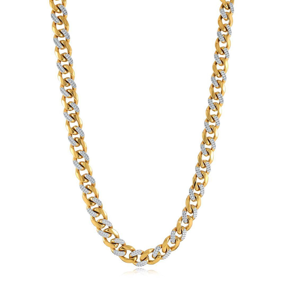 Italgem Steel 10mm Gold-Tone and Steel Curb Chain — SYN96-22