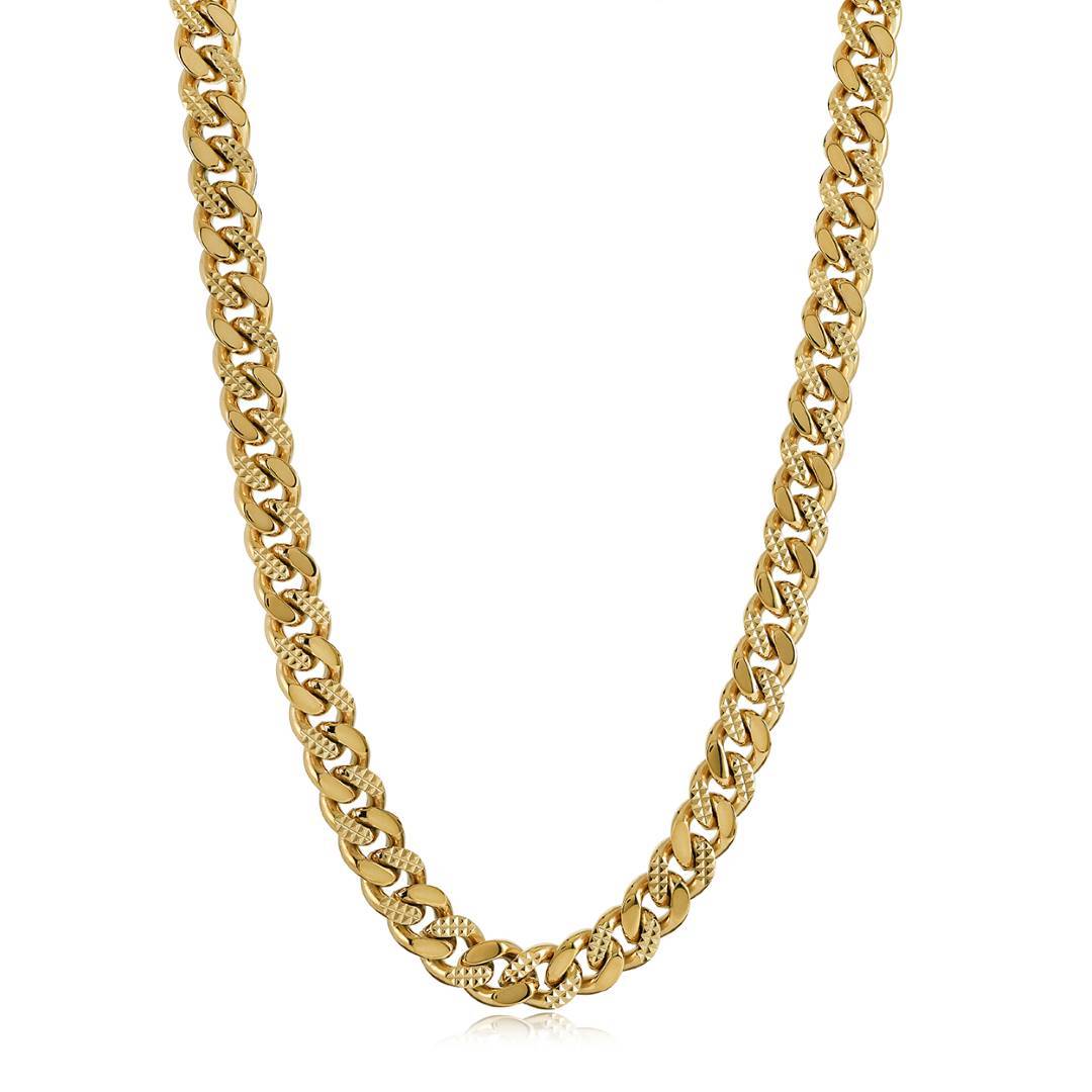 Italgem Steel 10mm Gold-Tone Textured Curb Chain — SYN111