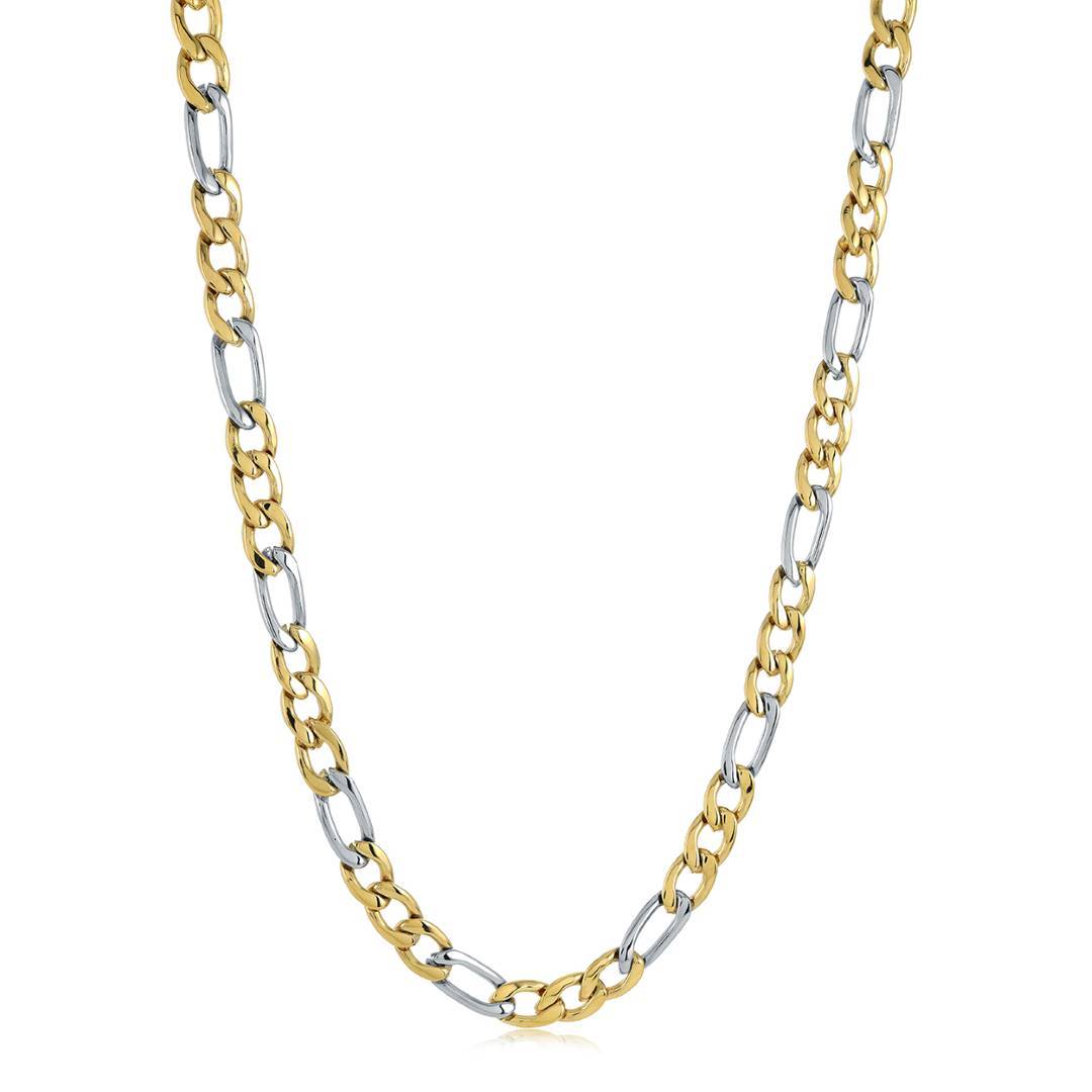 Italgem Steel 6mm Two-Tone Figaro Chain with Key Clasp — STTN32-22