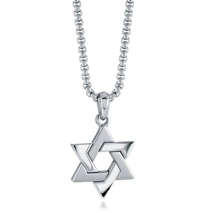 Italgem Steel Brushed and Polished Star of David Necklace — SP404