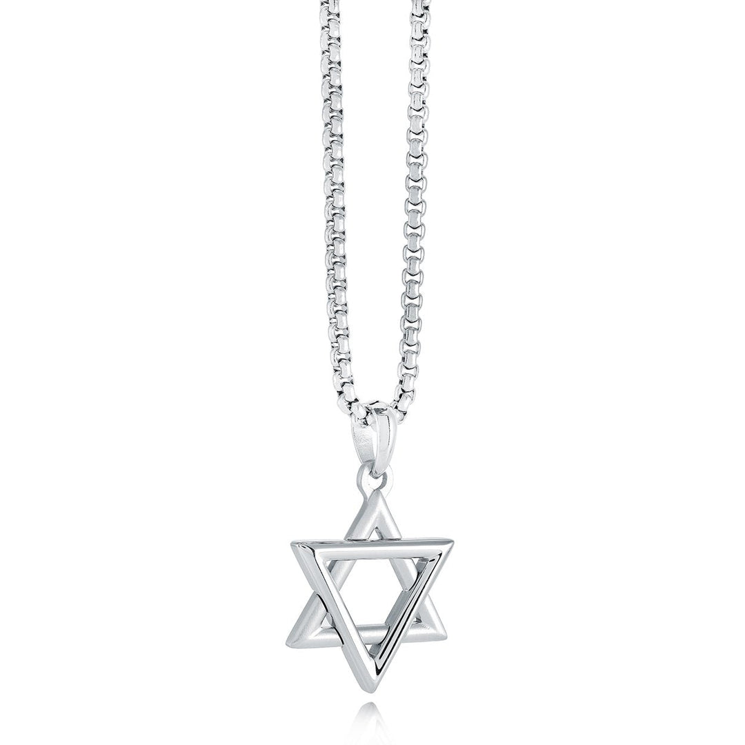 Italgem Steel Brushed and Polished Star of David Pendant — SP456