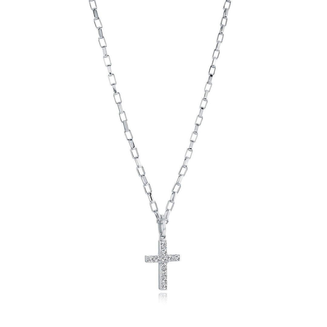 Italgem Steel Small Cubic Zirconia Cross Necklace — SC228
