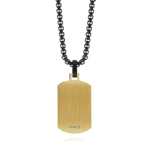 Italgem Steel Polished and Matte Small Dog Tag Pendant — SP378