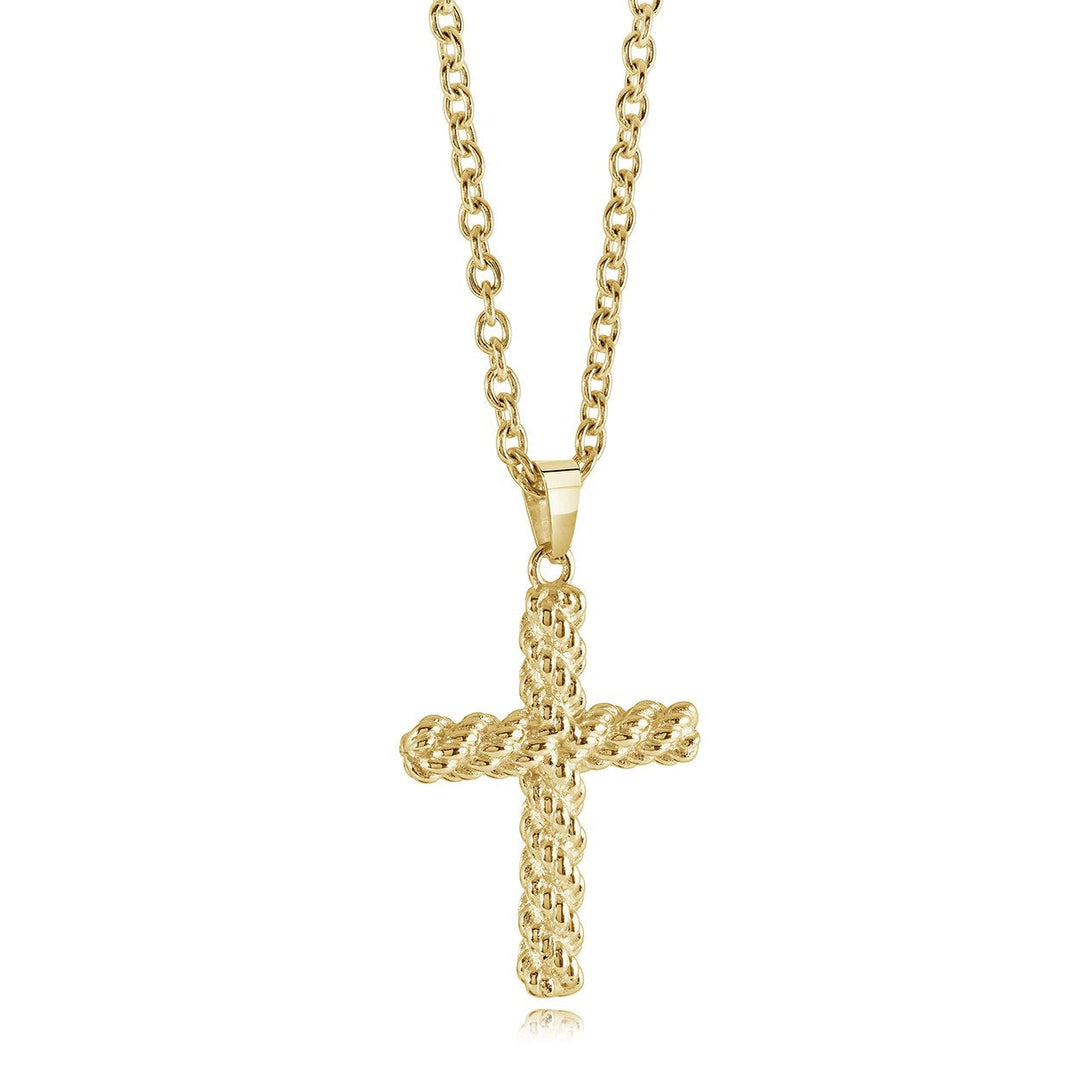 Italgem Steel Gold-Tone Rope Cross Necklace — SC267-GO