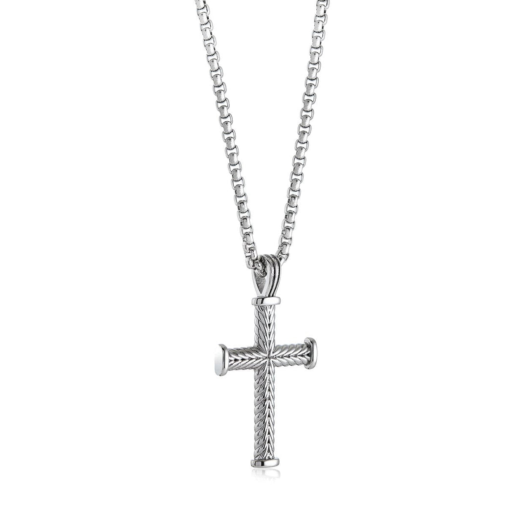 Italgem Steel Micro Wave Cross Necklace — SC283