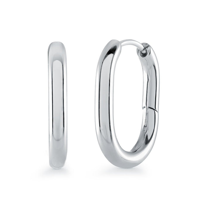 Italgem Steel 20mm Oval Tube Hoop Earrings — SEA472