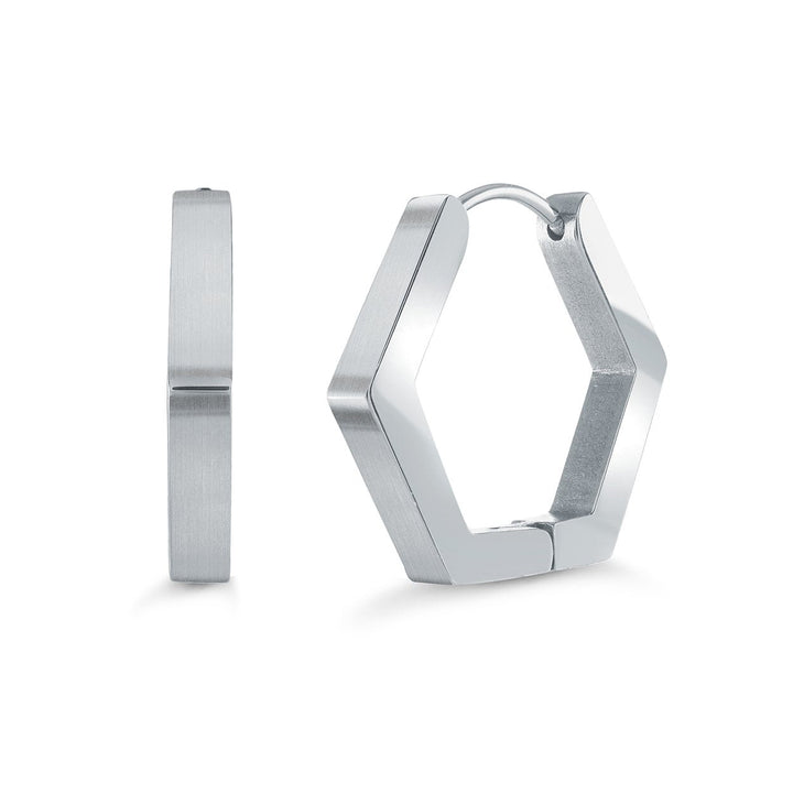 Italgem Steel 18mm Hexagonal Hoop Earrings — SEA471