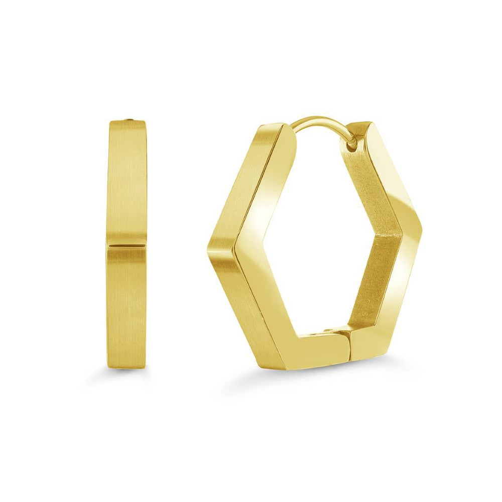 Italgem Steel 18mm Hexagonal Hoop Earrings — SEA471-GO
