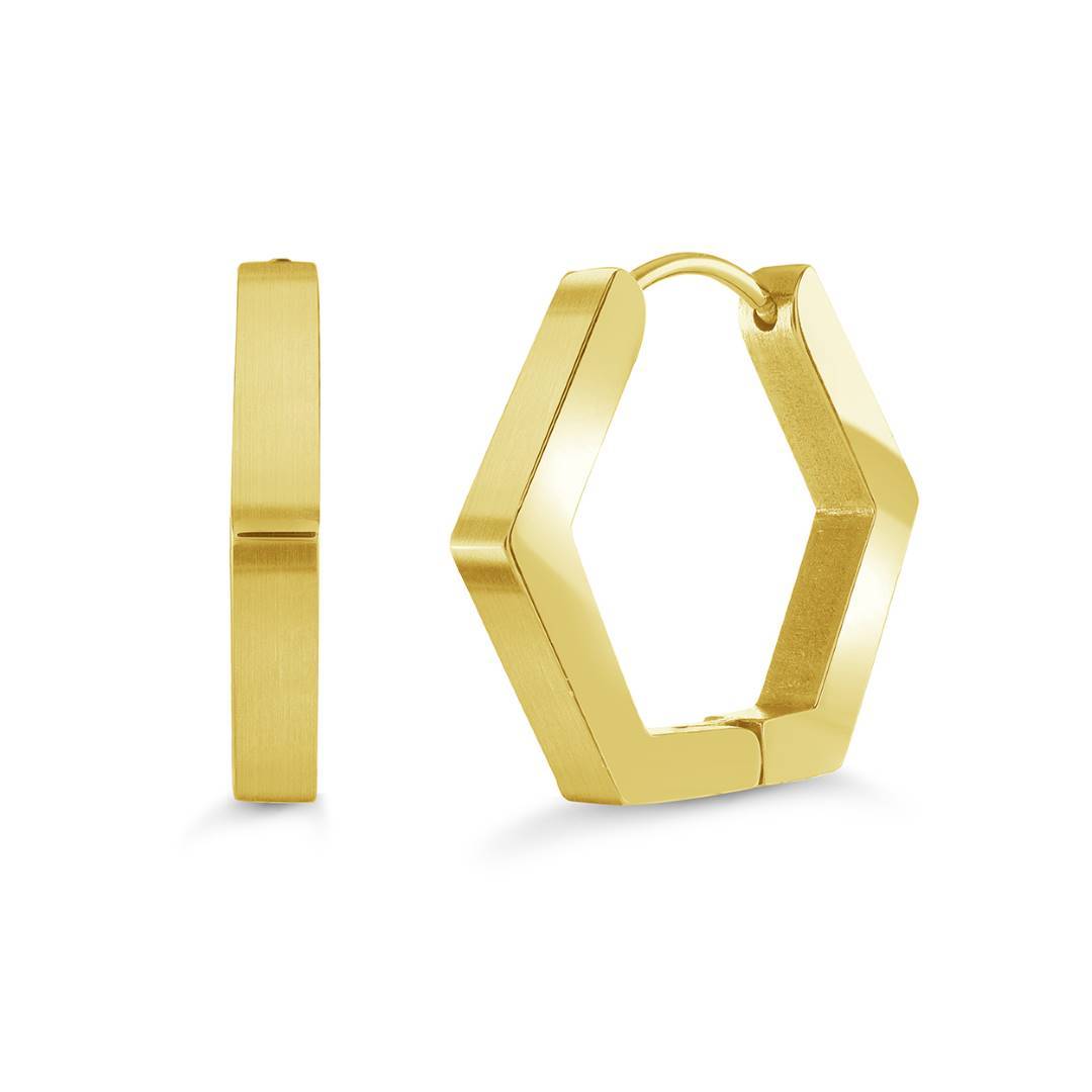 Italgem Steel 18mm Hexagonal Hoop Earrings — SEA471-GO