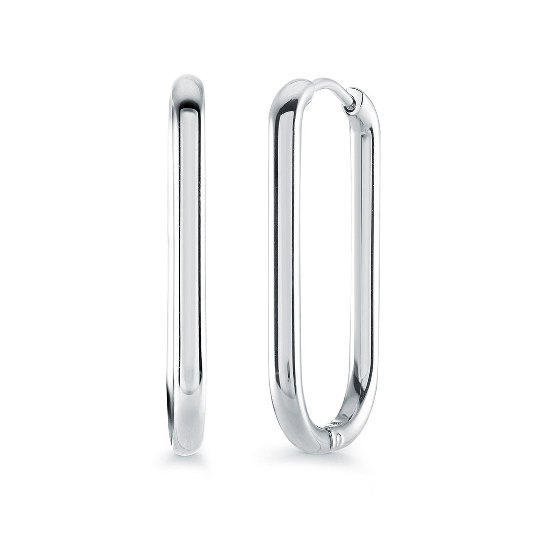 Italgem Steel 26.2mm Oval Tube Hoop Earrings — SEA473