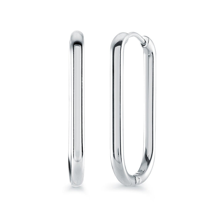 Italgem Steel 26.2mm Oval Tube Hoop Earrings — SEA473