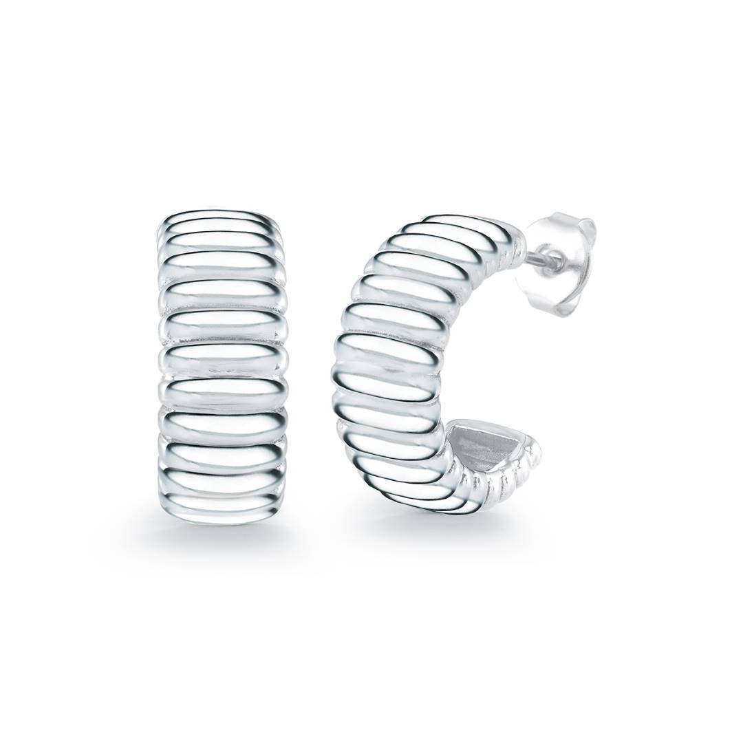 Italgem Steel Ribbed Half-Hoop Stud Earrings — SEA495