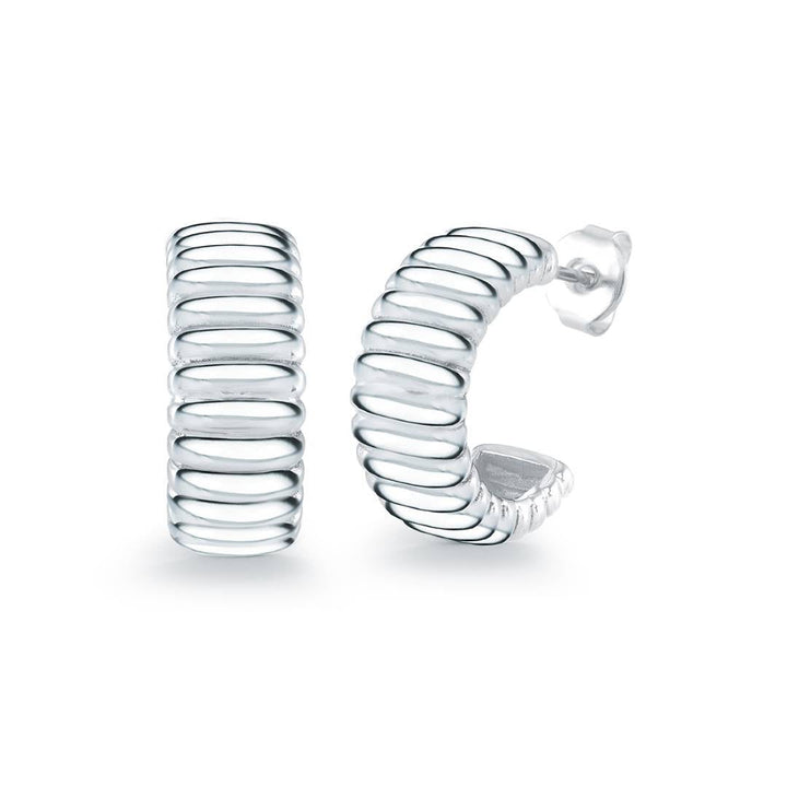 Italgem Steel Ribbed Half-Hoop Stud Earrings — SEA495