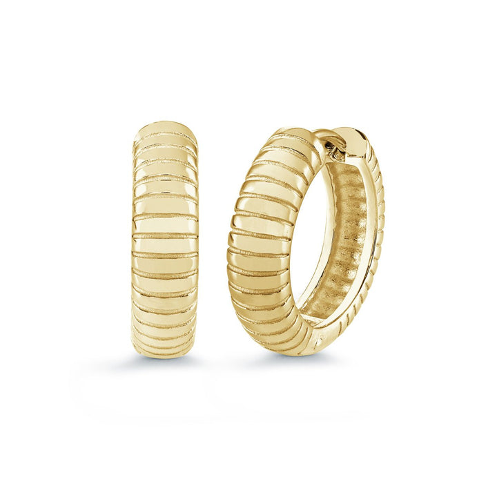 Italgem Steel 20mm Ribbed Huggie Earrings — SEA526-GO