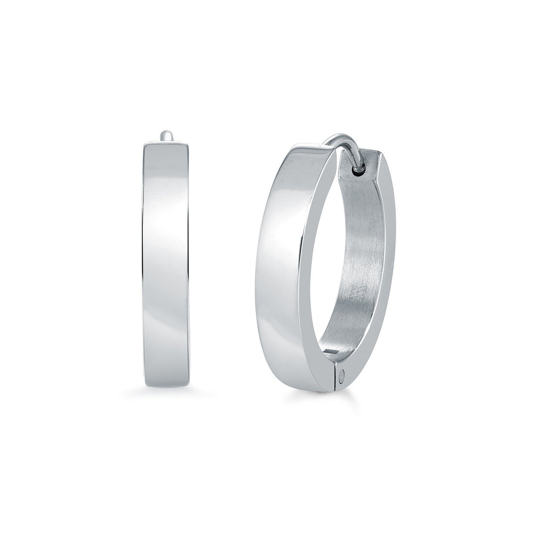 Italgem Steel 17.5mm Flat-Edge Huggie Earrings — SEA599