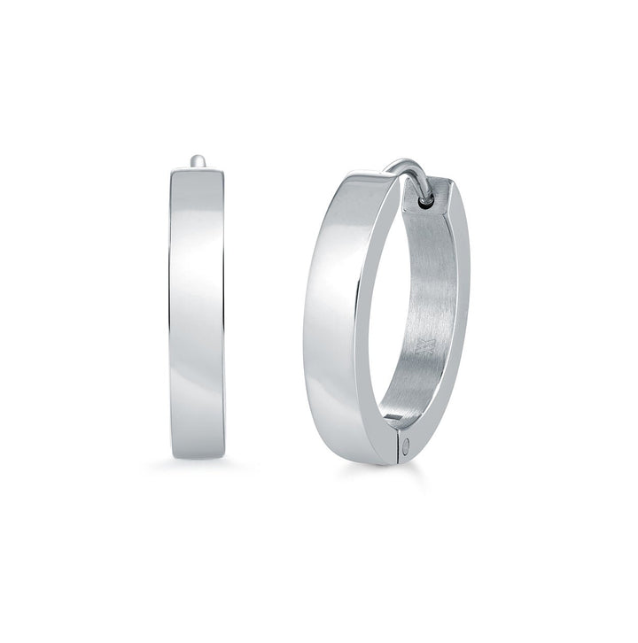 Italgem Steel 17.5mm Flat-Edge Huggie Earrings — SEA599