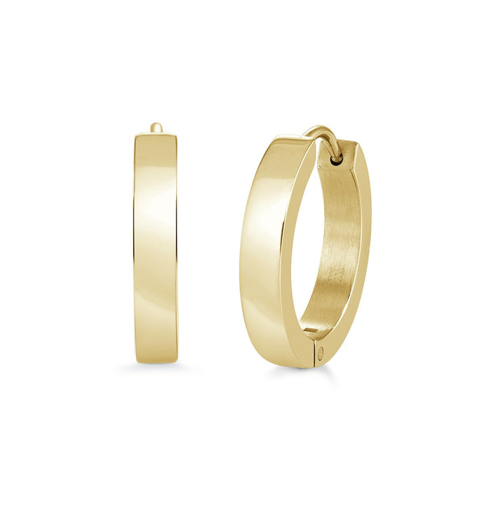 Italgem Steel 17.5mm Flat-Edge Huggie Earrings — SEA599-GO