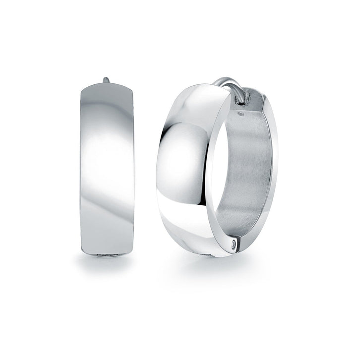 Italgem Steel 17.5mm Rounded-Edge Huggie Earrings — SEA600