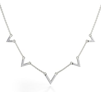 A Michael M necklace with “v” shaped stations with diamond accents.